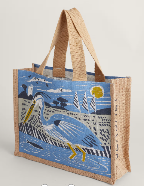 Cute Jute Shopper - Marazion Heron Clear Sky