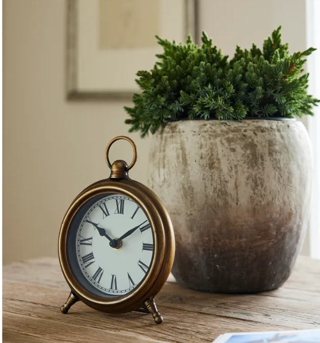 French Country Collections - Desk Clock Antique Gold