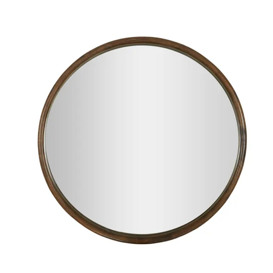 Hanrik Oak Round Mirror - Walnut