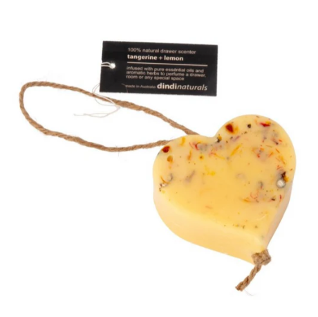 Dindi Naturals - tangerine + lemon wax heart on a rope