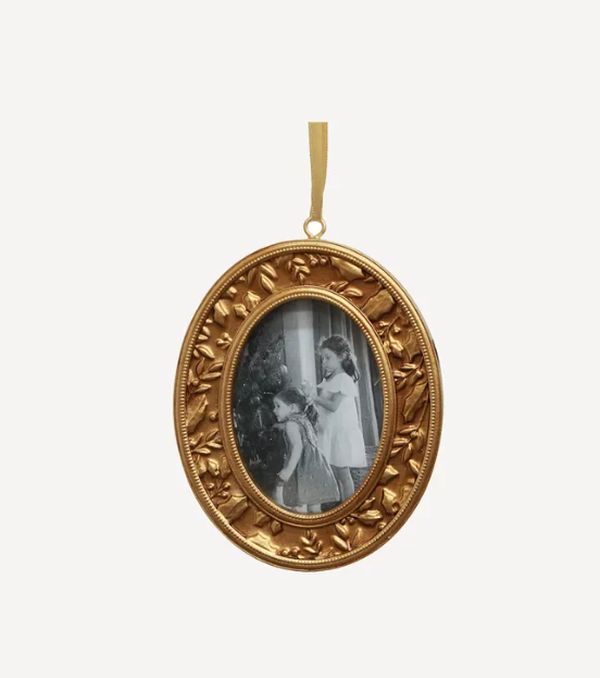 Holly Oval Gold Frame Hanging Decoration