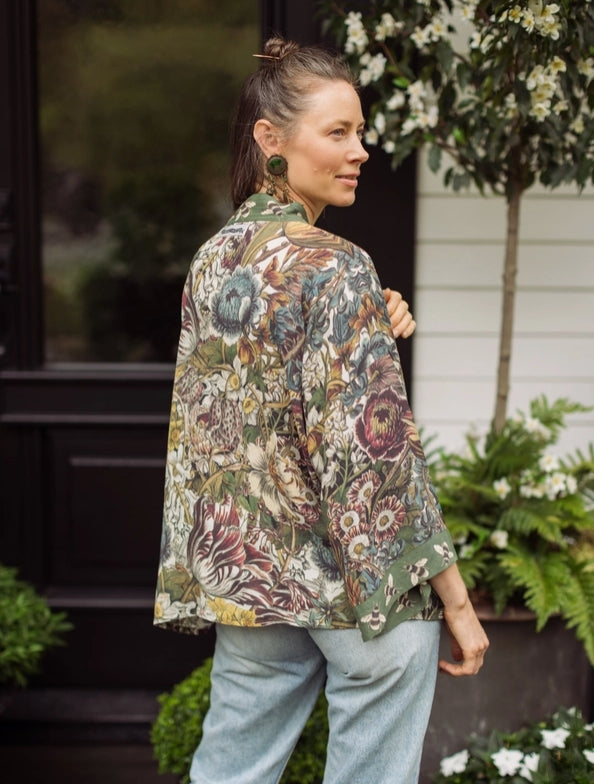 Love Grows Wild Floral Bamboo Cropped Kimono with Bees