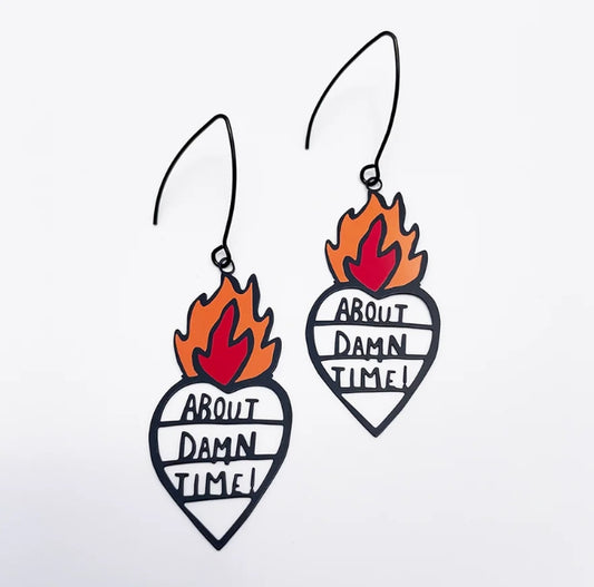 Denz + Co - Midi About Damn Time earrings in Black/Red/Orange