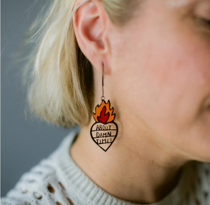 Denz + Co - Midi About Damn Time earrings in Black/Red/Orange