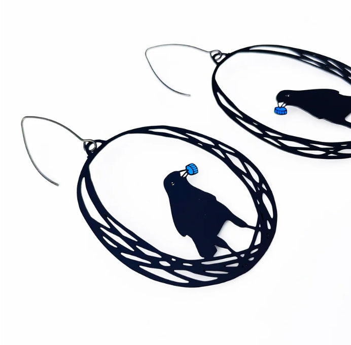 Denz + Co - Bowerbird earrings in Black/Blue