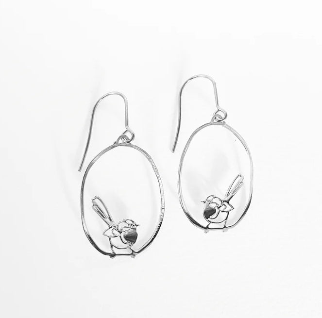 Denz + Co - Mini Fairy Wrens Dangles in Silver