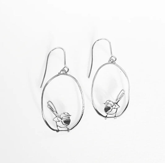 Denz + Co - Mini Fairy Wrens Dangles in Silver