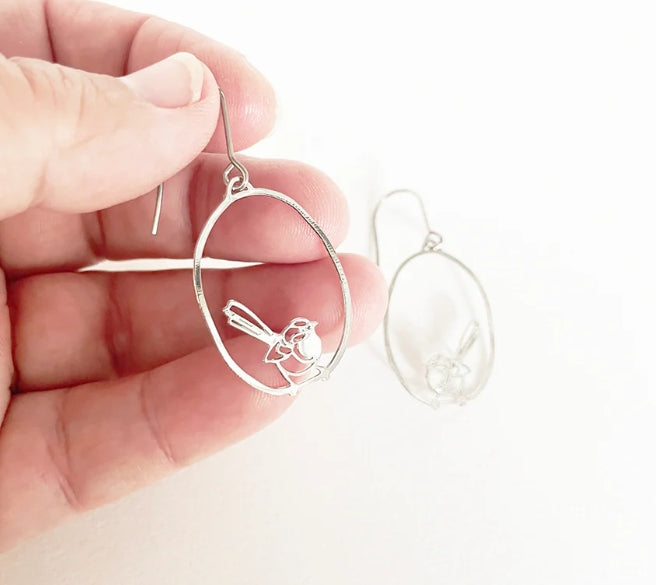 Denz + Co - Mini Fairy Wrens Dangles in Silver