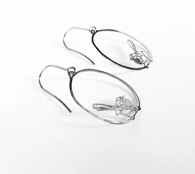 Denz + Co - Mini Fairy Wrens Dangles in Silver