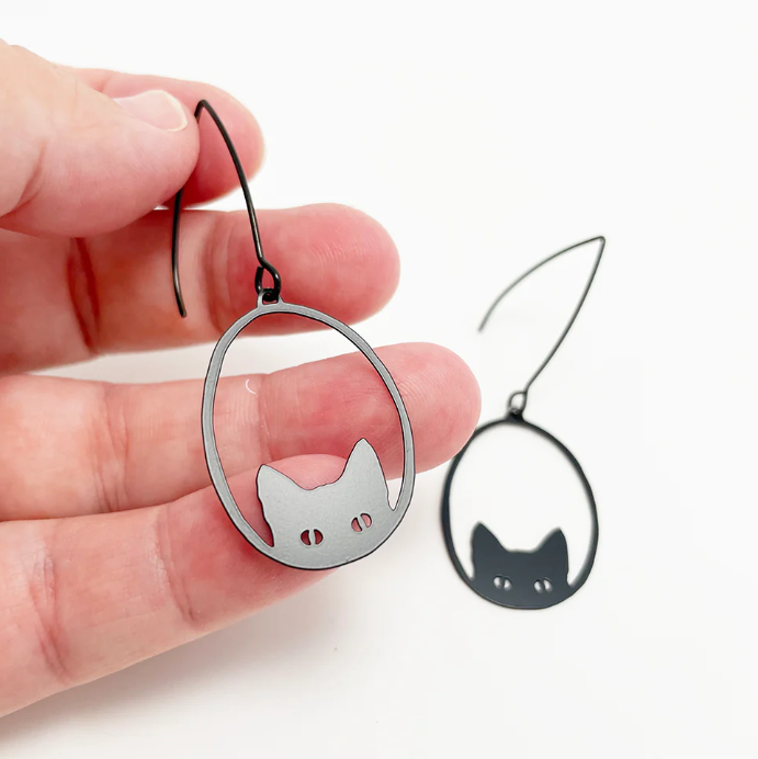 Denz + Co - Mini Black Cat Dangles in Black