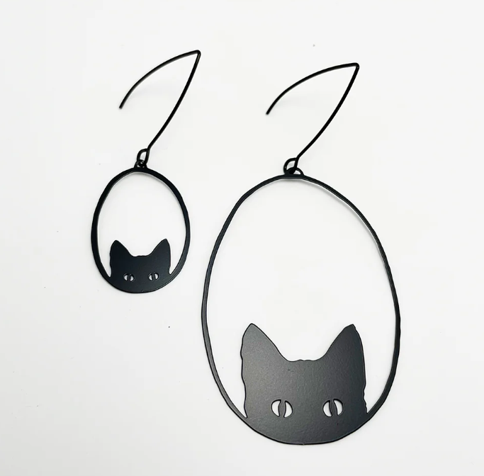 Denz + Co - Mini Black Cat Dangles in Black