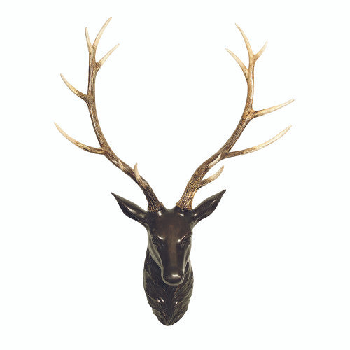 Samba Resin Natural & Black Deer Head and Antlers - 106cm